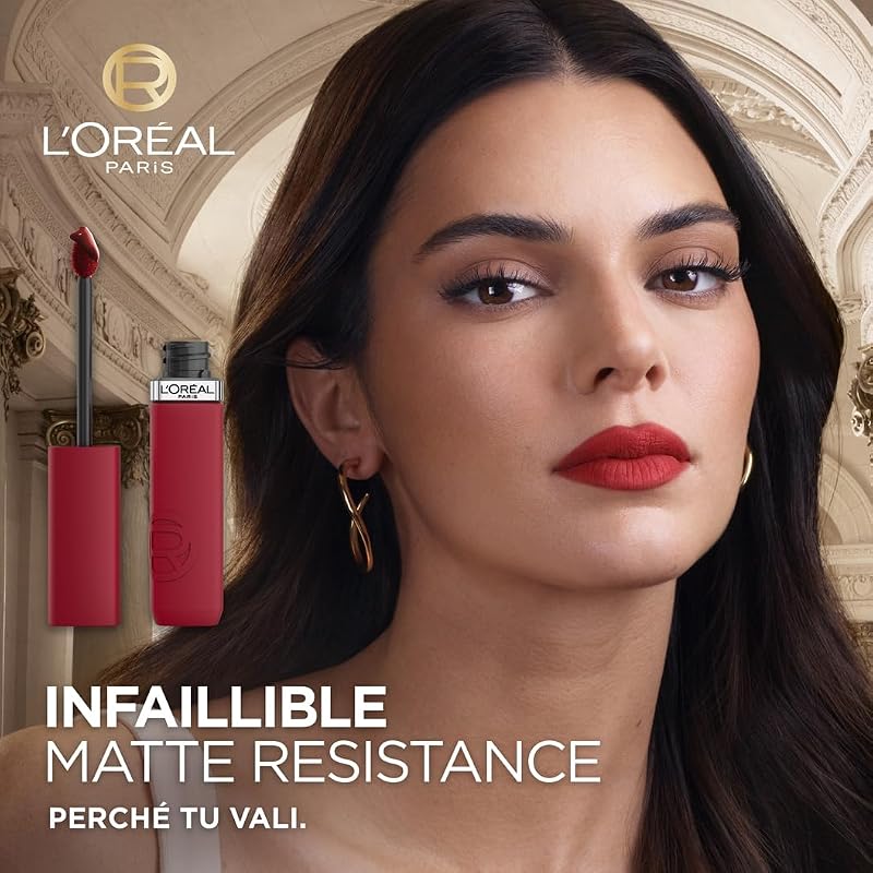 L'Oréal Paris Rossetto Liquido, Colore Intenso, Formula Matte a Lunga Durata, Con Acido Ialuronico, Resistente alle Sbavature, Infaillibile Matte Resistance, Tonalità: 115 Snooze Your Alarm