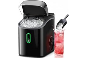 Silonn Nugget Ice Maker Countertop, Chewable Pebble Ice Machine, 33 lbs Daily Output, Includes Ice Scoop, Portable Pellet Ice Maker with Self-Cleaning, for Home Kitchen Office Use, Black