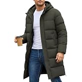HEEKPEK Mens Long Winter Coat with Hood, Windproof Puffer, Side hem zippers | SBS Front zipper, Stand collar, Water Repellent, 2 side pockets, Inner pocket, Quilted construction, Machine washable