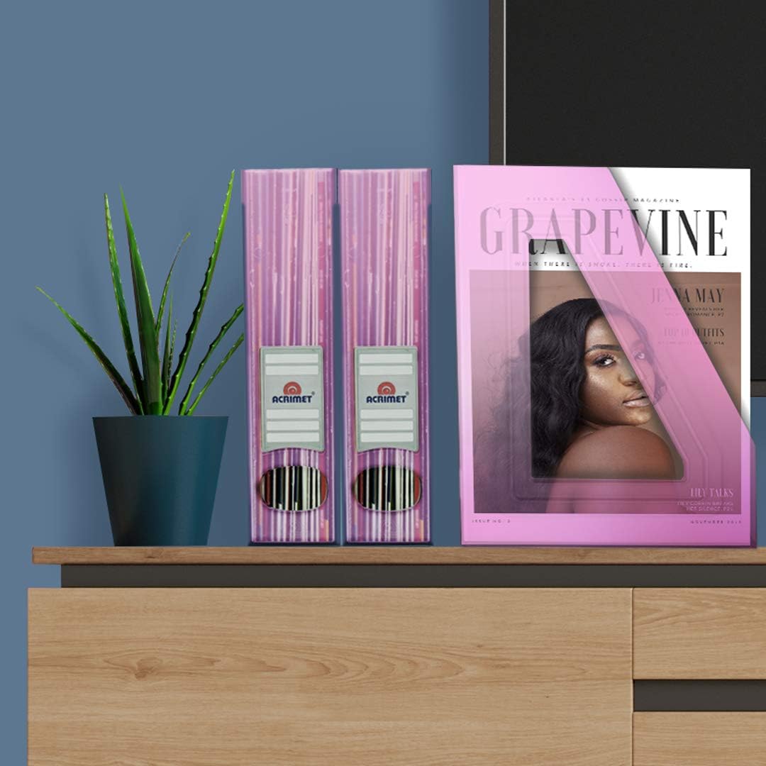 Acrimet Magazine File Holder Rack Organizer (Plastic) (Clear Pink Color) (2 Pack) - Image 5