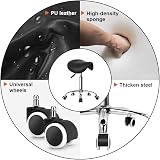 KKTONER Black Rolling Saddle Stool Adjustable Swivel Chair with Wheels view 5