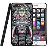 iPhone 7 Plus Case Dsigo TPU Black Full Cover Protective Case for New Apple iPhone 7 Plus (5.5 inch) - Retro Vintage Aztec totem elephant