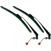 UTV Windshield Wiper Kit Hand Operated Manual SXS Windshield Wiper-2 Set | Compatible with Polairs Ranger General RZR Honda Pioneer Can Am Maverick X3 Commander Golf Cart,No Rust No Rattle