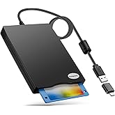 Floppy Disk Reader, 3.5 inch 1.44mb External USB Type A/C Floppy Disk Drive for PC, Laptop and Desktop Compatible with Window