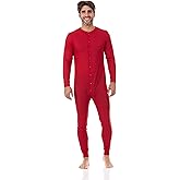 North 15 Mens Onesie Pajamas Union Suit Men Waffle Holiday Red & Green Men's Thermal Underwear Union Suits (S-5XL)