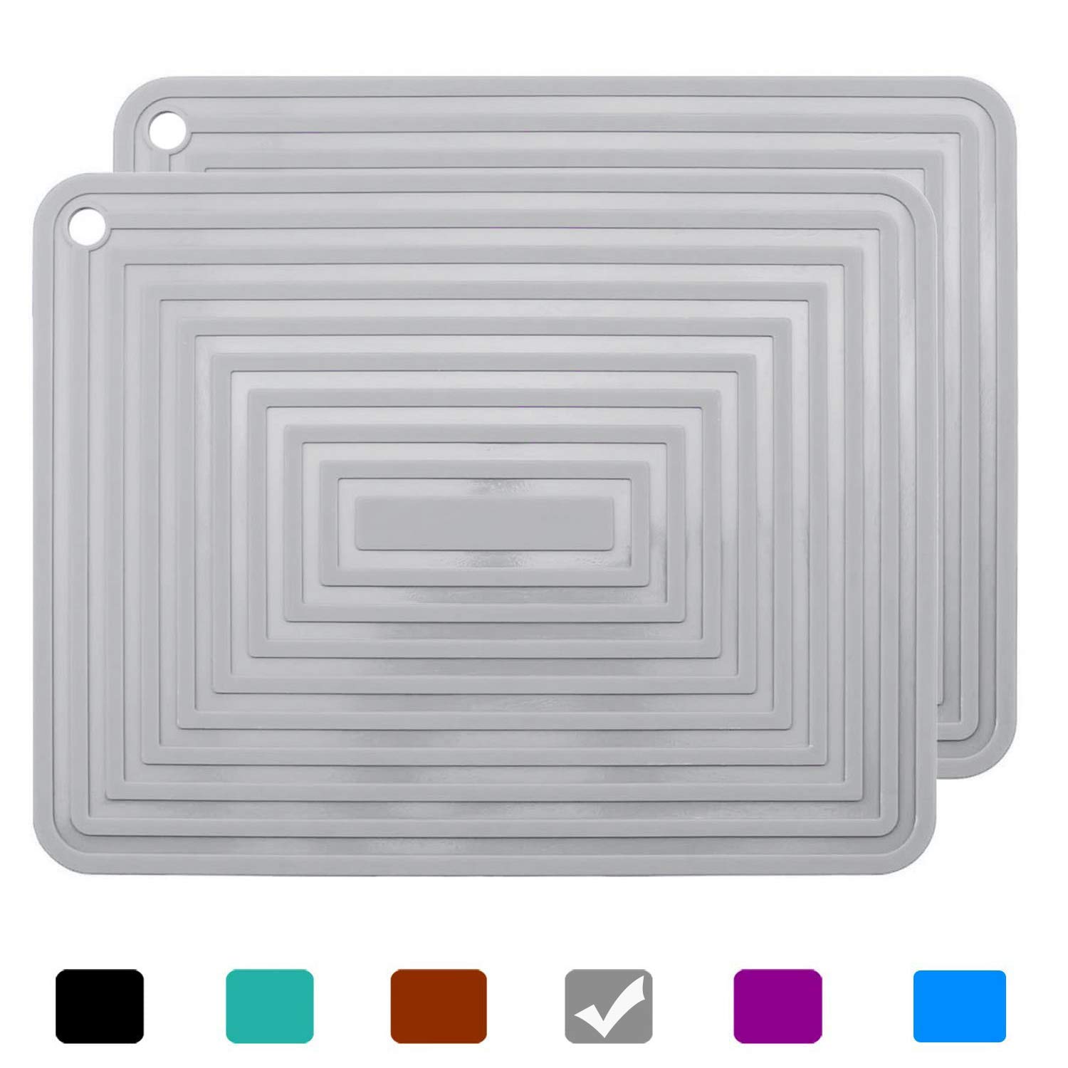 2 Pack Large Silicone Trivet Mats,Heatproof Hot Pads Pot Holder,9"x12" Non Slip Flexible Durable Heat Resistant Pot Coaster Kitchen Countertop Table Mats (Gray)