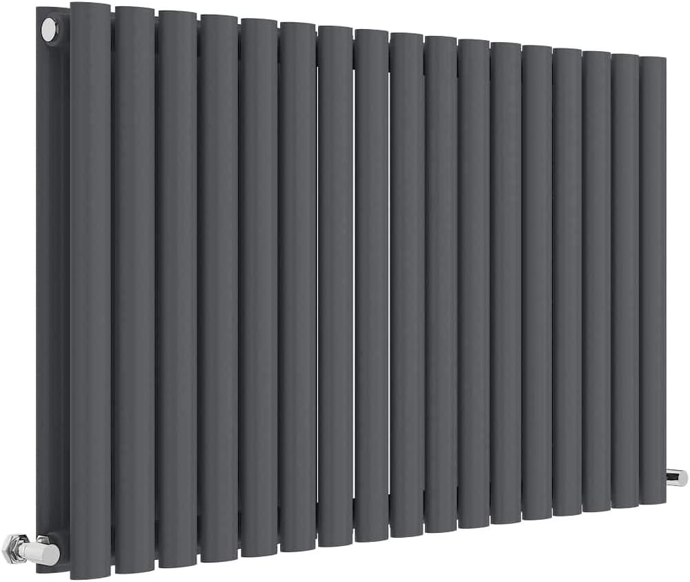 Nuie HLA39D Revive Modern Home Wall Mount Designer Horizontal Double Panel Radiator, 600mm x 992mm x 78mm, Anthracite