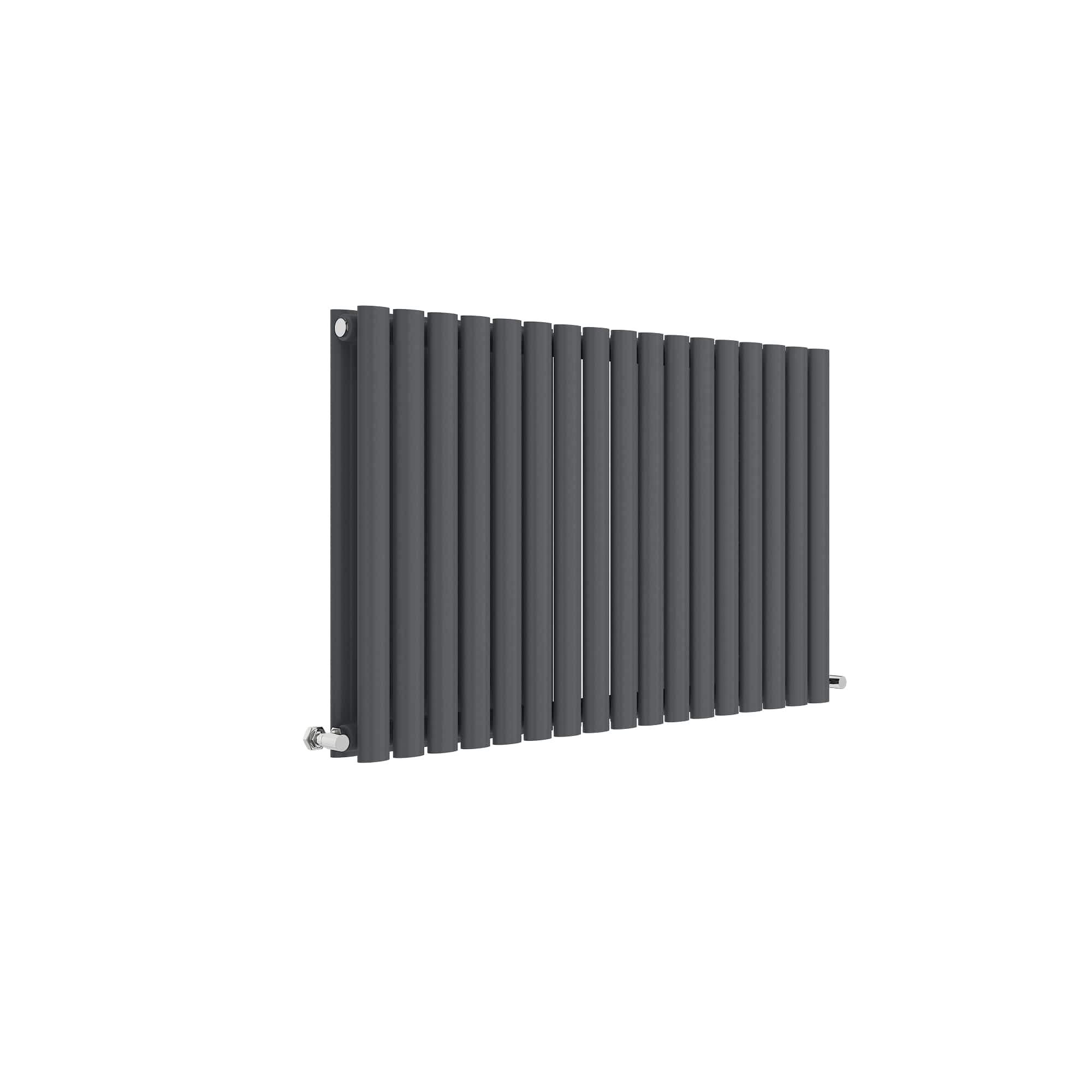Nuie HLA39D Revive Modern Home Wall Mount Designer Horizontal Double Panel Radiator, 600mm x 992mm x 78mm, Anthracite
