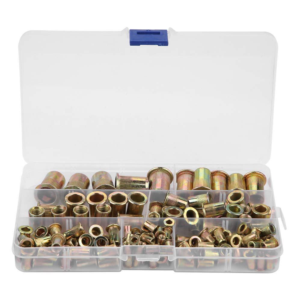 150pcs Carbon Steel Flat Head Rivet Nuts, Threaded Blind Rivnuts Assorted Set M3/M4/M5/M6/M8/M10/M12