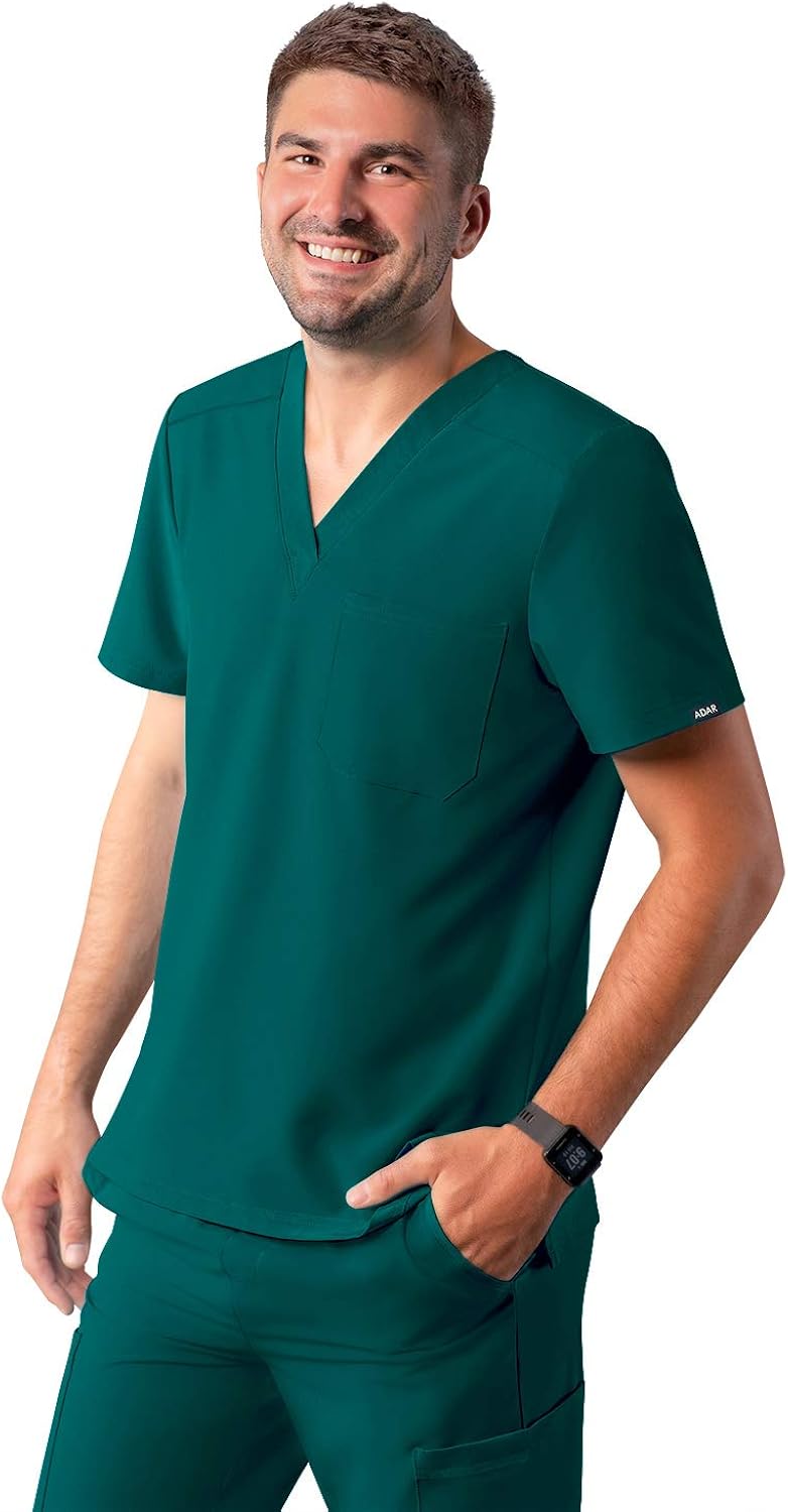 Adar Uniforms A6006DTL Medical Scrubs Shirt, Dark Teal, L para Hombre