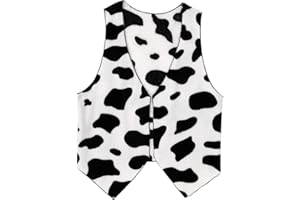 Miutii Men's Cow Print Western Cowboy Outerwear Flannel Spliced Open Front Cardigan Vest Costume