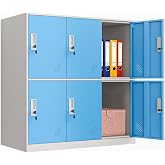MECOLOR Metal Office School and Home Locker Cabinet for Student Employee Staff or Workers Small Size Stackable with 6 Doors Blue Color (6D-BU)