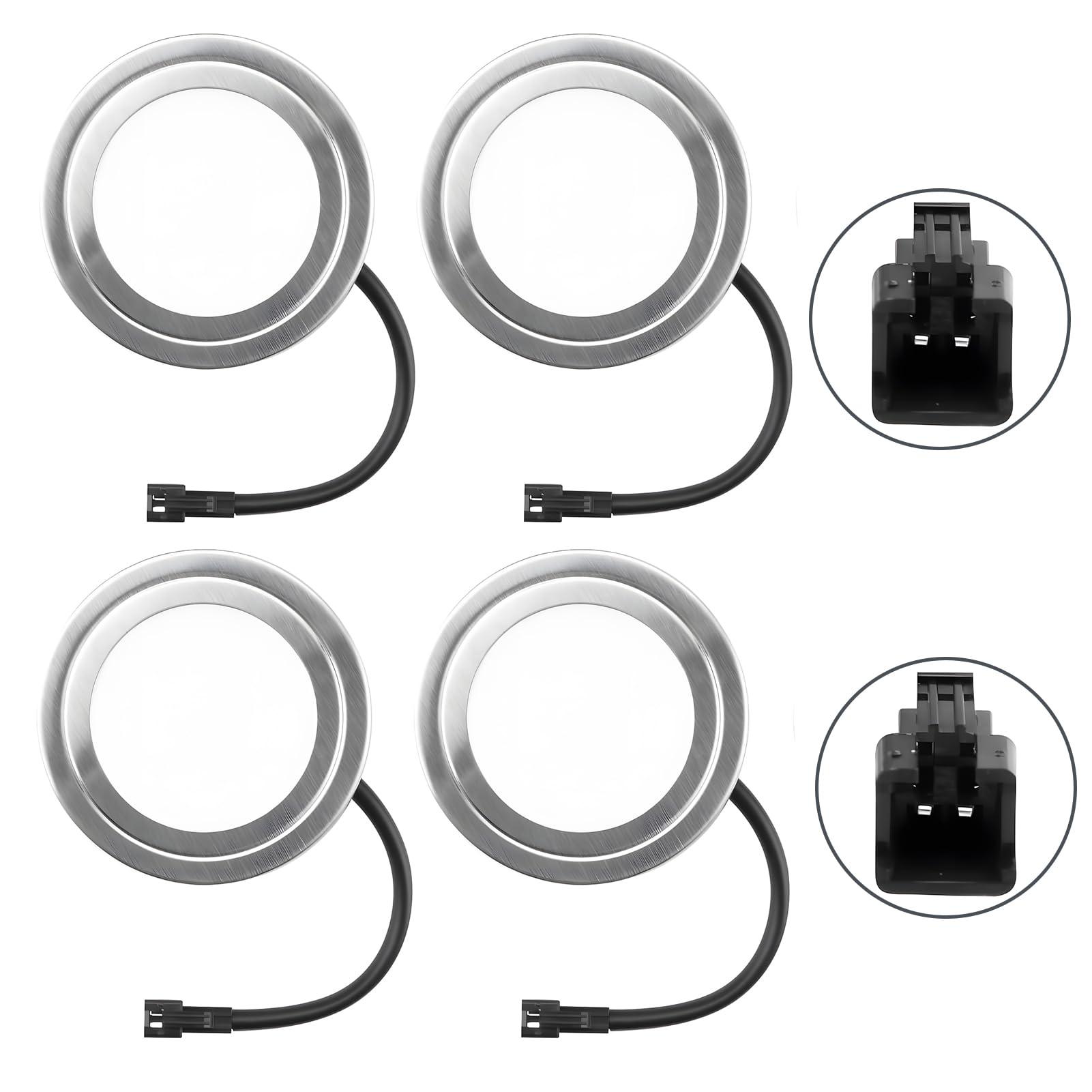 Photo 1 of Yenblow 4 Pack 12V DC 1.5W Range Hood Lights with SM Socket Male Head Round 68mm 6500K Plastic, Hole Closet Stove LED Light Recessed, Bright White Kitchen Range Hood Light Bulbs Replacement