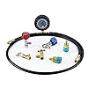 AC R134A R1234YF Refrigerant Recharge Hose Kit, AC R134a 1234yf Gauge Set Bullet Piercing Valves R134a R1234yf Can Taps Low Pressure Quick Couplers