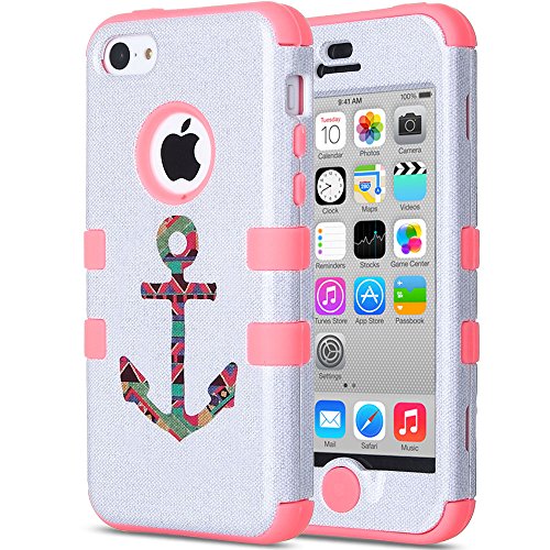 iPhone 5C Case, ULAK 3 in 1 Shield Series Hybrid Patterned Case for Apple iPhone 5C with Soft Silicone Inner Case and Hard PC Outer Case Cover (YOU MAKE ME HOME with Water Red Silicone)