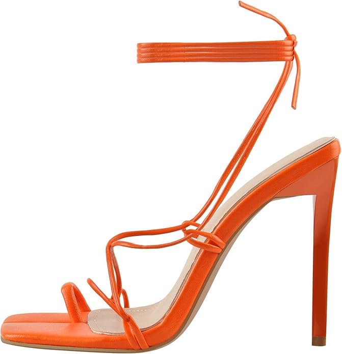 Amazon.com | onlymaker Womenâs Crisscross Straps High Heel Splite Square Toe Lace-up Summer 