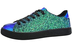 LUCKY STEP Glitter Sneakers Lace up | Fashion Sneakers | Sparkly Shoes for Women