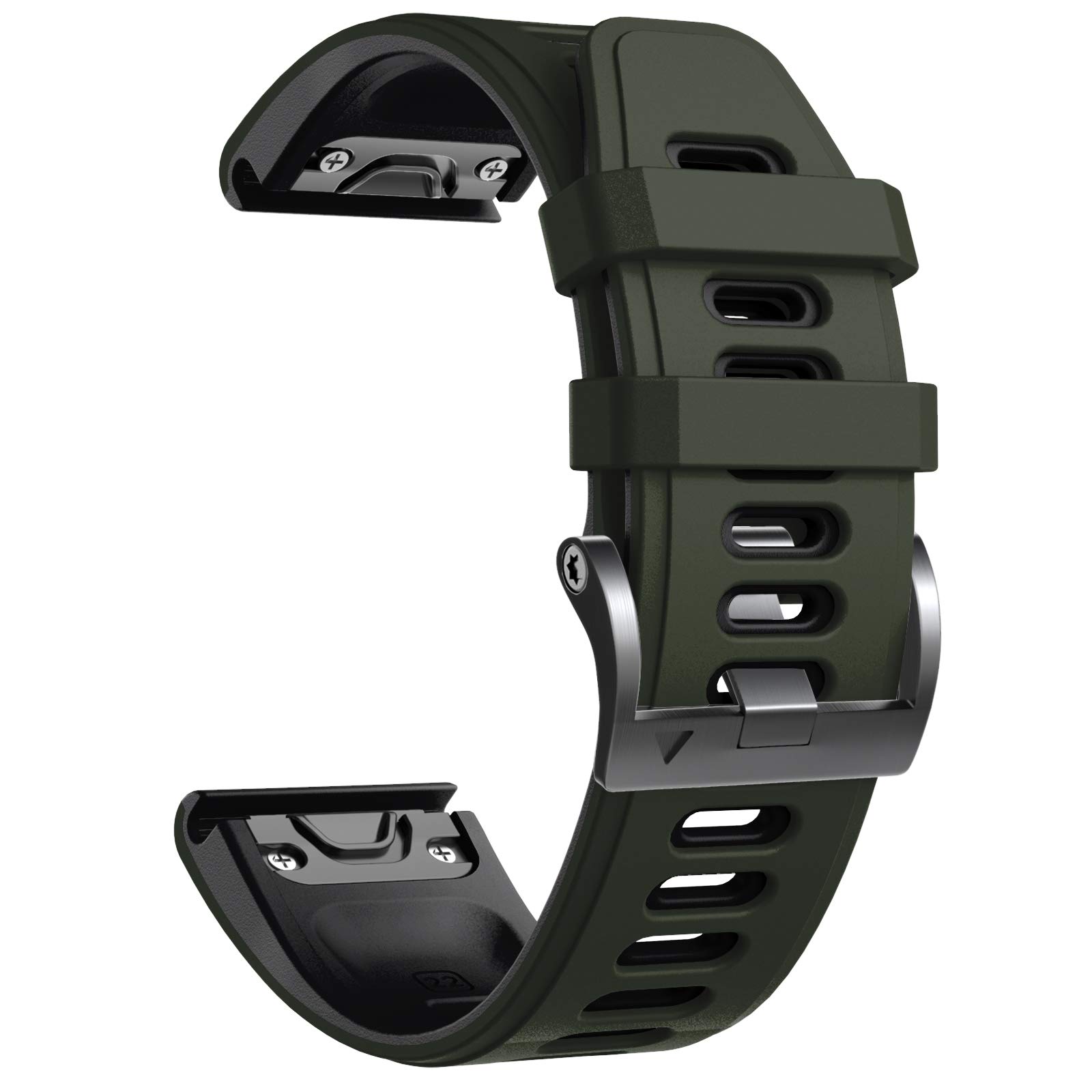 NotoCity for Fenix 5/6/7/5 Plus/6 Pro/7 Pro Strap, 22mm Watch Strap for Garmin Epix (Gen 2), Approach S62, Quickfit Strap for Garmin Forerunner 935/945/955/965, Instinct/2, Quatix 5(Army green-Black)
