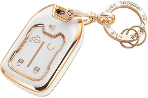 RUABIBAN Key Fob Cover Compatible with 2019 2020 2021 2022 Chevy Silverado GMC Sierra 1500 2500HD 3500HD Terrain Acadia Smart Key Protector Shell 5 Buttons