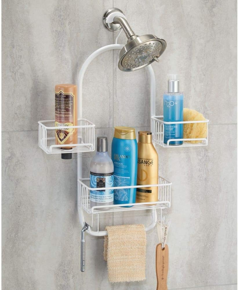 mDesign Estantería para ducha colgante con 4 ganchos y toallero 3