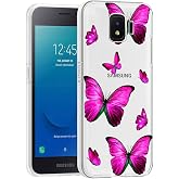 Yerebel Case for Galaxy J2 Core/Galaxy J2 Shine/J2 Pure/J2 Dash/J2 2019 Cute Case, Clear Flexible Bumper TPU Soft Rubber Silicone Cover Phone Case for Samsung Galaxy J2 Core (Rose Butterfly)