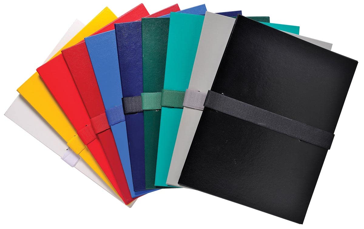 Exacompta - Ref. 2640E - 1 balacron expandable back folder - hook-and-loop strap closure - capacity 1500 sheets - dim 24x32 cm - for A4 - 10 random colors