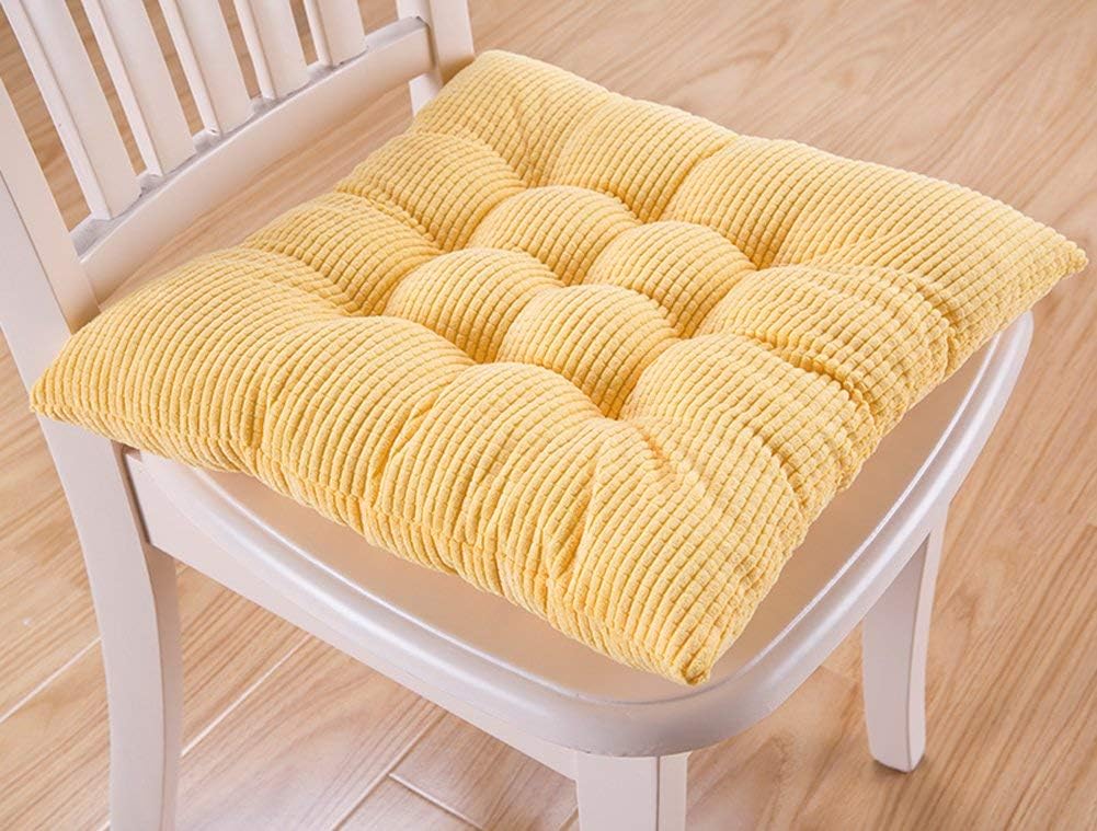 Comfortable & Soft Seat Cushions Kitchen Dining Chair Pad with Ties (Large, Yellow)
