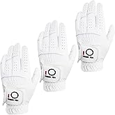 FINGER TEN All Weather Grip Golf Gloves Men Value 3 Pack for Right Handed Golfer, Hot Wet Rain Grip & Comfort Soft Glove for Premium Performance, Colors White Black Blue Sizes S M L XL