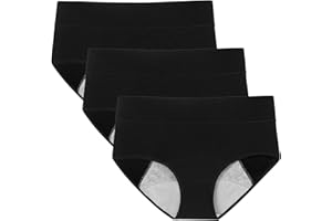 POKARLA Women's High Absorbency Period Cotton Underwear Heavy Flow Leakproof Panties(Regular&Plus Size)