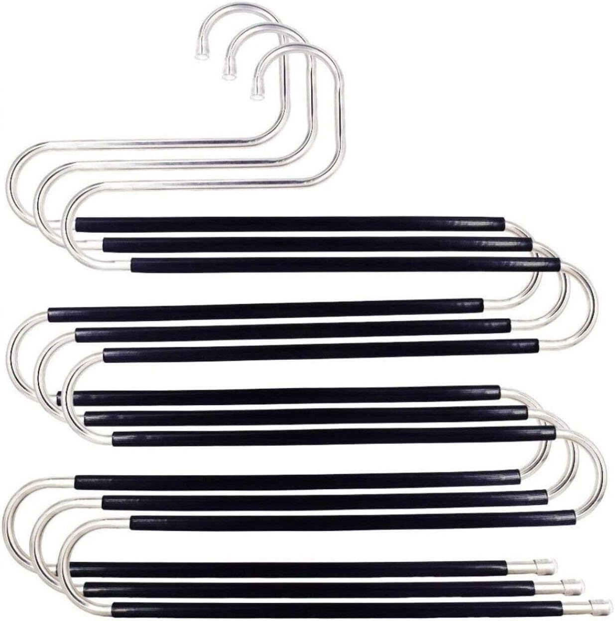 Skroad Trouser Hanger, 3 Pack Trouser Hangers Space Saving S-Type Clothes Pants Hangers Non-Slip Closet Organizer for Scarfs Jeans Clothes Trousers Towels