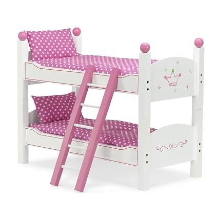 18 Inch Doll Stackable Bunk Bed Hand-painted Furniture - Bedding, Mattress & Ladder - Beds Fit 18 A
