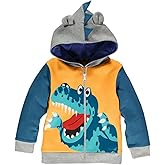 LitBud Toddler Boys Jacket Cartoon Dinosaur Animal Zipper Packaway Spring Autumn Hoodies Coat for Kids 1-7 Years