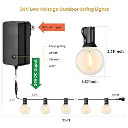 Yuusei Outdoor String Lights with Remote, 25Ft