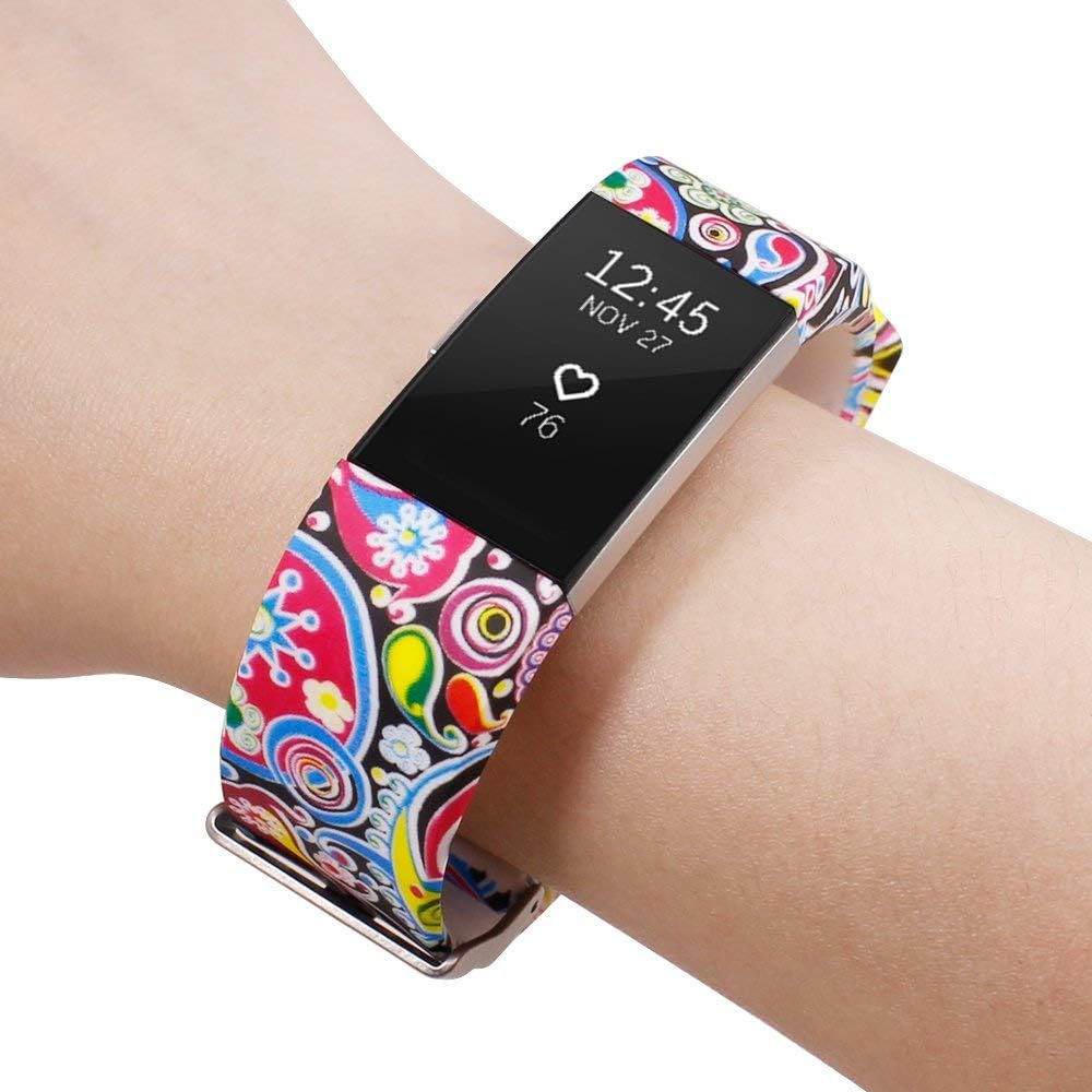 AFUNTA Pulsera de Repuesto para Fitbit Charge 2 con Protectores de Pantalla, Diseño de impresión Banda Correa 6.5