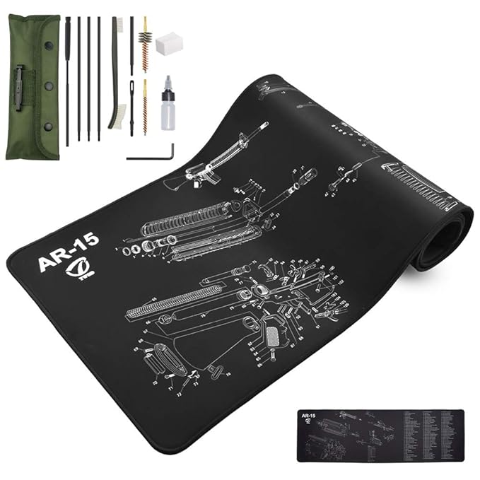 Twod AR15 Gun Cleaning Mat Large & Cleaning Kit/Cleaning Supplies with