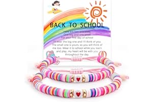 YUZHEJIE First Day of Kindergarten Pre-K Bracelet Mother Daughter Matching Bracelets Back to School Clay Beads Bracelets Jewelry Gifts