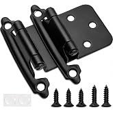 Decobasics 1/2" Overlay Matte Black Cabinet Hinges 50 Pack (25 Pair) Self Closing Bath &amp; Kitchen Cabinet Hinges Black Flush Mount w/Door Bumpers &amp; Upgraded Screws