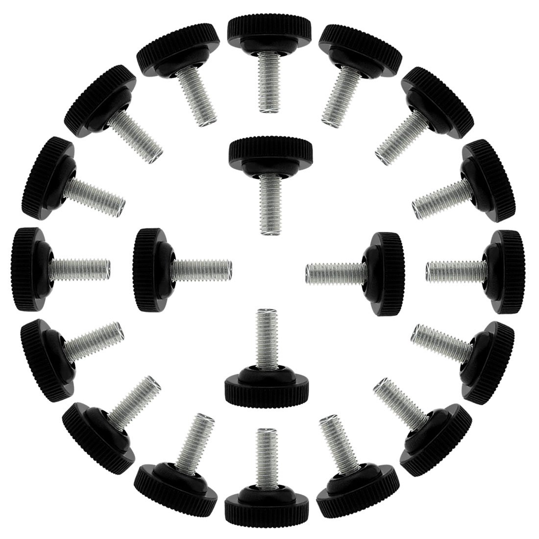 Sourcingmap M8 x 20 x 30mm Screw on Furniture Glide Leveling Feet Floor Protector Adjustable Leveler for Chair Leg 20 Pack