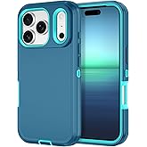 I-HONVA for iPhone 17 Pro Max Case Shockproof Dust/Drop Proof 3-Layer Full Body Protection [Without Screen Protector] Rugged Heavy Duty Cover Case for Apple iPhone 17 Pro Max 6.9" 2025,Turquoise