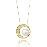 Freshwater Cultured Pearl Moon Pendant Necklaces 925 Sterling Silver Jewelry for Women 16-18 inch
