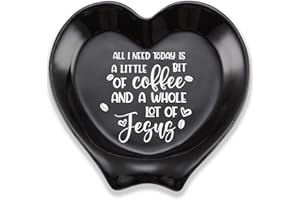 RENAISSANCEY Heart-shaped Ceramic Coffee Spoon Rest, Coffee Spoon Holder, Station Decor Coffee Bar Accessories, Coffee Table Decor, Funny Coffee Quote, Coffee Lovers Gift for Sisters Girlfriends Women, and Men