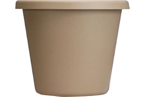 The HC Companies 14 Inch Round Classic Planter - Plastic Plant Pot for Indoor Outdoor Plants Flowers Herbs, Sandstone