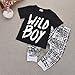 Newborn Baby Boys Clothes Wild Boy Letter Print T-Shirt Tops and Pants Outfits Set Autumn Winter(short sleeve,12-18 months)
