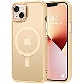 Thomo Strong Magnetic for iPhone 13 Case & iPhone 14 Case [Compatible with Magsafe] Translucent Matte Slim Shockproof Women Girl Anti-Fingerprint Protective Case for iPhone 14/13 6.1", Light Gold