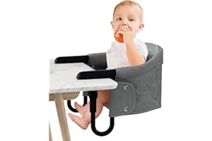 ATHRADIES Hook on High Chair with Mat, Clip on High Chairs for Babies and Toddlers, High Chair That Attaches to Table, Portable High Chair for Travel, Travel High Chair with Carrying Bag,Grey