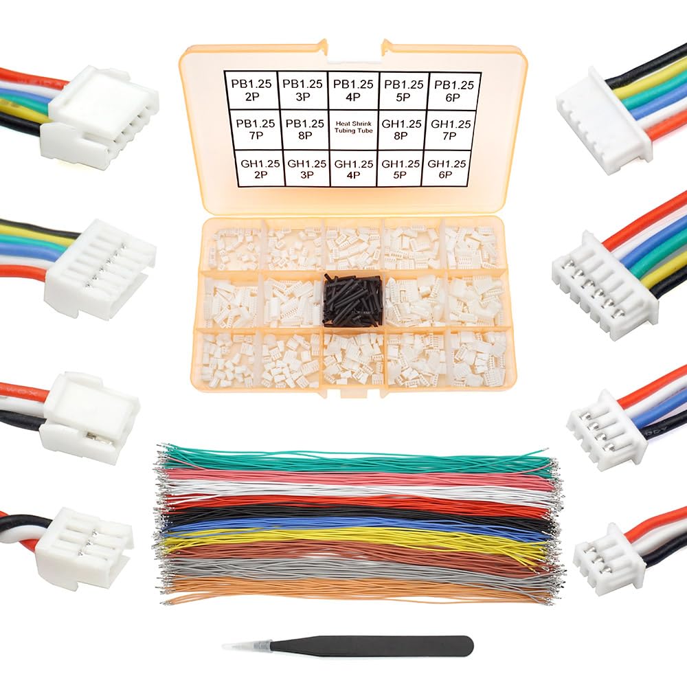 GH1.25 to PB1.25 Pre-Crimped Cables and Connectors Kit Compatible with JST GH 1.25mm and Molex PicoBlade 1.25mm for Pixhawk Cube 6C 6X Pixhawk4