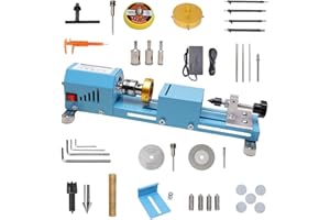 BACHIN Mini Lathe Wood Lathe Machine Multi-Purpose Type Lathe with Wood Lathe Milling Accessories, for Wood Polishing, Grinding, Cutting and Milling ，2.76 in x 6.3 in, 24VDC 96W，7 Speeds