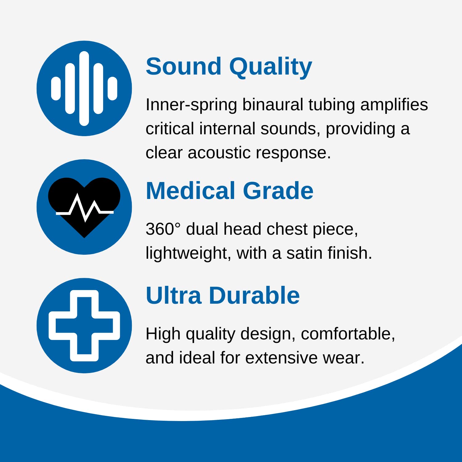 HCS Black Stethoscope - Classic Lightweight, Medical, Dual Head Stethoscope for Nurses, Students, Home - 22 inch Tubing