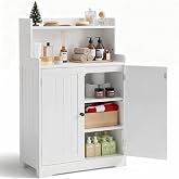 Gizoon 40" H Bathroom Storage Cabinet with 2 Adjustable Shelves, White | Freestanding Organizer with 2 Doors, Floor Pantry Cabinet for Dining Room, Kitchen, Living Room, Hallway