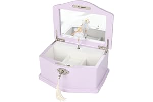 Elle Jewelry Box - Ballerina Jewelry Organizer and Swan Lake Wind-Up Music Box for Girls and Teens, Accessories and Keepsake 